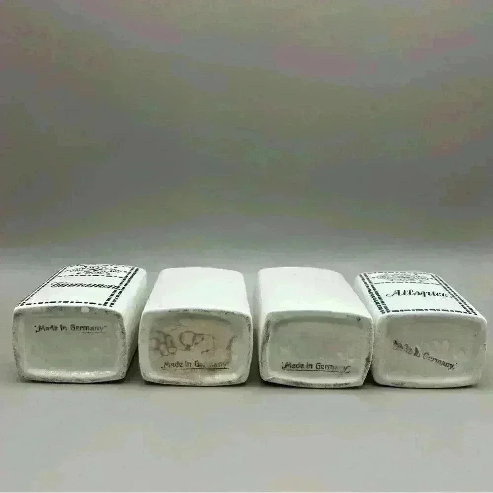 Set Of 4 Antique Moskau Vintage Made In Germany Porcelain Spices Jars